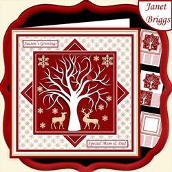 CHRISTMAS RED & GOLD DEER 7.5 Quick Layer Card & Insert