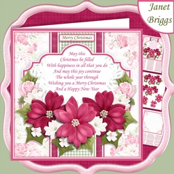 PINK POINSETTIA & VERSE 7.5 Christmas Decoupage & Insert Kit