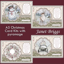A5 MUTED CHRISTMAS Cards Pyramage & Inserts Bumper Kit