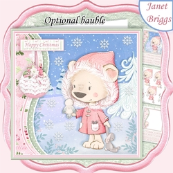 SNOWBEAR & BIRD 7.5 Christmas Decoupage & Insert Card Kit