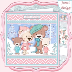 BEAR FAMILY 7.5 Christmas Decoupage & Insert Card Kit