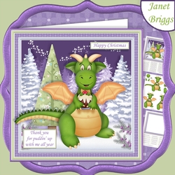 DRAGON PUDDIN UP WITH ME 7.5 Christmas Decoupage & Insert Kit