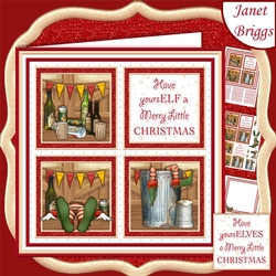 MERRY ELF SQUARES 7.5 Humorous Quick Layer Card & Insert Kit