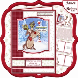 REINDEER TRAINING A5 Humorous Christmas Decoupage & Insert Mini Kit