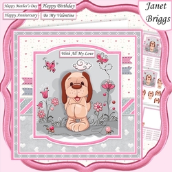 PUPPY & BUTTERFLIES 7.5 Decoupage & Insert Card Kit