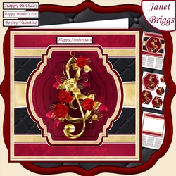 GOLD TREBLE CLEF & ROSES 7.5 Pyramage & Insert Card Kit
