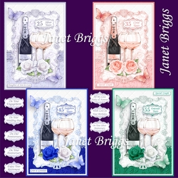 CHAMPAGNE CELEBRATIONS SET 2 A5 Decoupage & Insert Bumper Kit