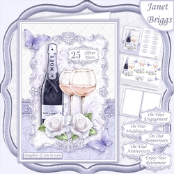 CHAMPAGNE CELEBRATIONS SILVER A5 Decoupage & Insert