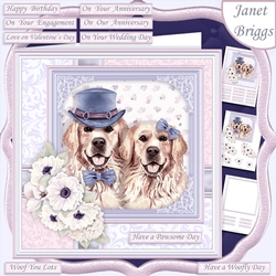 GOLDEN RETRIEVER COUPLE 7.5 Decoupage & Insert Card Kit