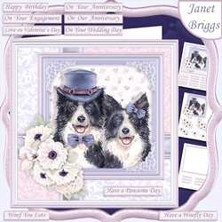 COLLIES COUPLE 7.5 Decoupage & Insert Card Kit