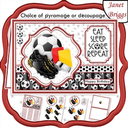FOOTBALL RED A5 Decoupage or Pyramage & Insert Card Kit