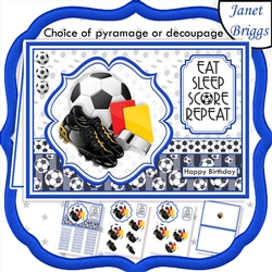 FOOTBALL BLUE A5 Decoupage or Pyramage & Insert Card Kit