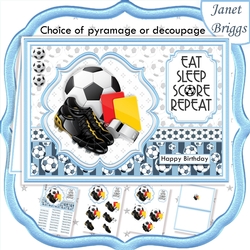 FOOTBALL LIGHT BLUE A5 Decoupage or Pyramage & Insert Card Kit
