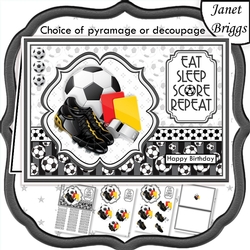 FOOTBALL BLACK & WHITE A5 Decoupage or Pyramage & Insert Card Kit