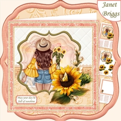 SUNFLOWER LADY 7.5 Decoupage & Insert Card Kit