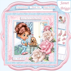 FEELING PAWLY Get Well Soon 7.5 Decoupage & Insert Card Kit