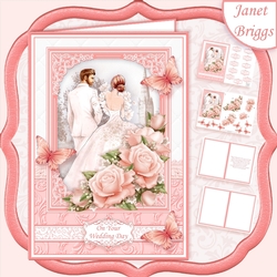 BRIDE & GROOM WEDDING DAY CORAL A5 Decoupage & Inserts Kit