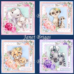 WILD ANIMALS MOTHERS & BABIES 7.5 Decoupage Bumper Kit