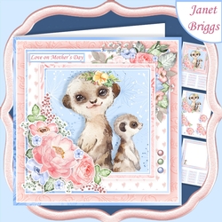 MEERKAT MUM & BABY 7.5 Decoupage & Insert Card Kit