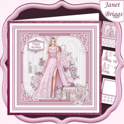 A SPECIAL EVENING PINK & BLONDE 7.5 Decoupage Insert Card Kit