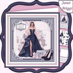 A SPECIAL EVENING NAVY 7.5 Decoupage Insert Card Kit