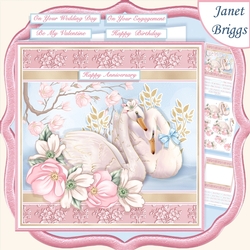 SWAN LOVE Romantic 7.5 Decoupage & Insert Card Kit