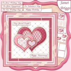 PINK & GOLD HEARTS Various Occasions 6x6 Decoupage Card Kit