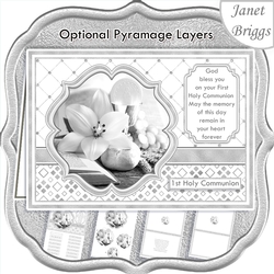 1st HOLY COMMUNION SILVER A5 Card Inserts, Verses & Optional Pyramage Card Kit
