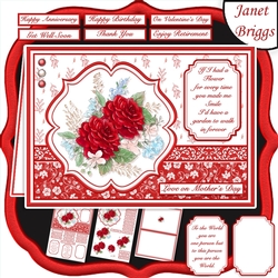 RED ROSES SPRAY A5 Decoupage & Insert Card Kit