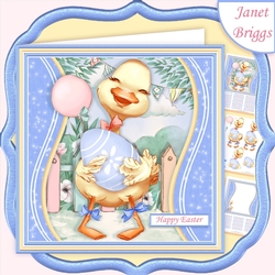 EASTER DUCKLING 7.5 Decoupage & Insert Card Kit