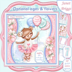 DANCING BEAR 7.5 Decoupage & Optional Ages Card Kit