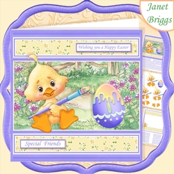 EASTER CHICK EGG PAINTING 7.5 Decoupage & Insert Card Kit