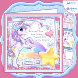 BORN TO BE A UNICORN 7.5 Decoupage & Insert Card Kit