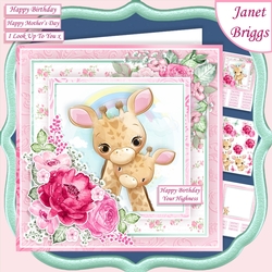 GIRAFFES MUM & BABY 7.5 Decoupage Card Kit