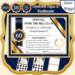 OVER THE HILL Humorous A5 Certificate Ages & Insert Card Kit