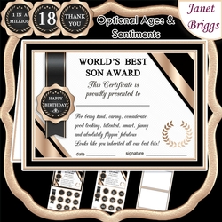 WORLDS BEST SON Humorous A5 Certificate & Ages Card Kit