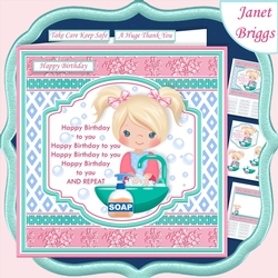 A BIRTHDAY HAND WASH 7.5 Decoupage & Insert Card Kit
