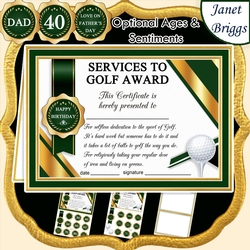 GOLF Humorous A5 Certificate & Ages Card Kit