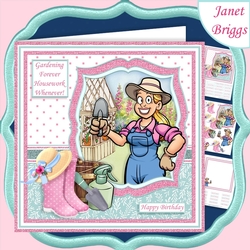 cup1039001_68 - GARDENING FOREVER HOUSEWORK WHENEVER Humorous 7.5 Decoupage Kit