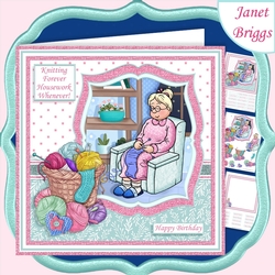 KNITTING FOREVER HOUSEWORK WHENEVER Humorous 7.5 Decoupage Kit
