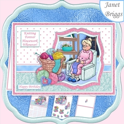 KNITTING FOREVER HOUSEWORK WHENEVER Humorous A5 Decoupage Kit