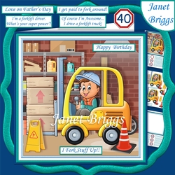 FORKLIFT TRUCK DRIVER Humorous 7.5 Decoupage Card Kit digital download