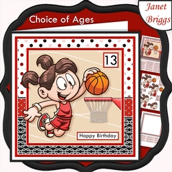 BASKETBALL GIRL 7.5 Decoupage & Insert Card Kit
