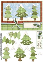 3 Contemporary Christmas Trees Decoupage