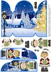 Gate Fold Pop Up Christmas Carol Singers
