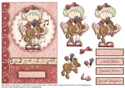 Little Karaoke Diva Card Front and Decoupage