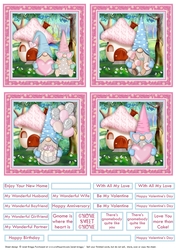 Romantic Gnomes Square Card Toppers for Valentines Day, New Home, Anniversary etc