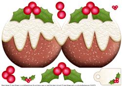 Christmas Pudding Shape Card with Decoupage