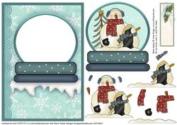 Snowman Snow Globe Decoupage or Aperture Card