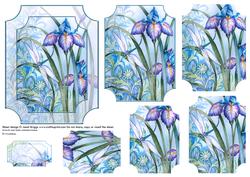 Iris and Dragonfly Topper and Pyramid Decoupage